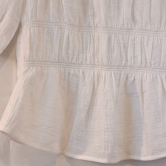 JOE'S JEANS OPTIC WHITE SHIRA COTTON TOP PUCKERED IN SIZE M NWOT - Picture 10 of 13